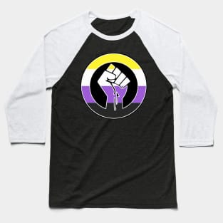 Black Lives Matter Fist Circled LGBTQ Flag Nonbinary Baseball T-Shirt